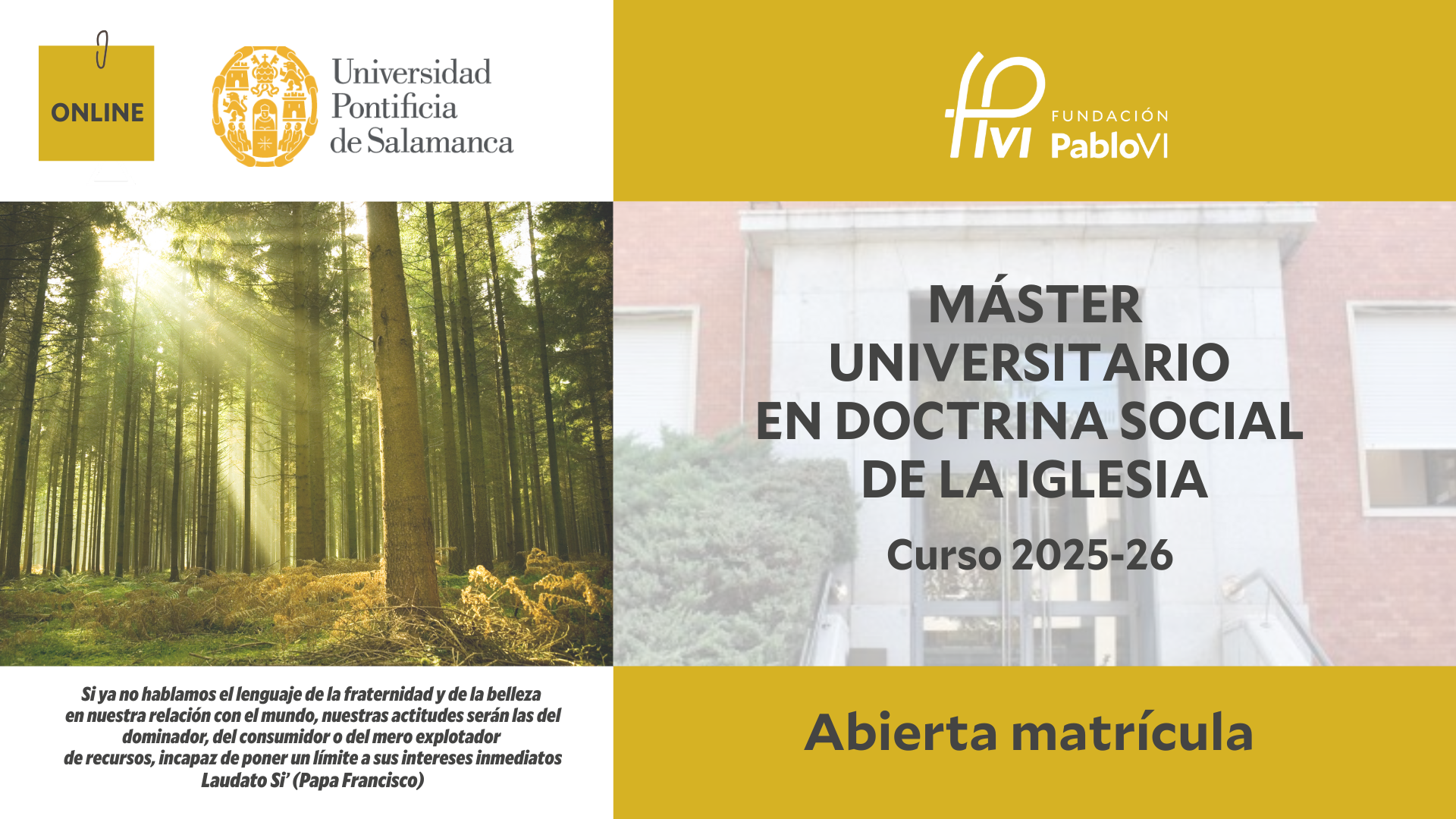 Máster Universitario en Doctrina Social de la Iglesia